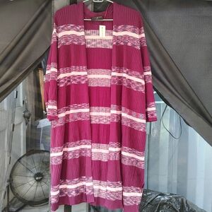 Lane Bryant Casual Purple and White Dolman Sleeve Cardigan